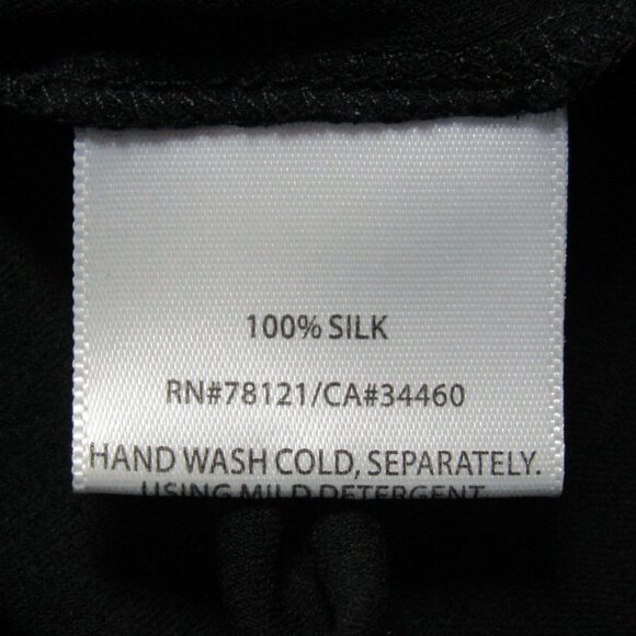 Eileen Fisher Black Silk Top Womens L Long Sleeve Washable Soft Blouse Capsule - Picture 6 of 7